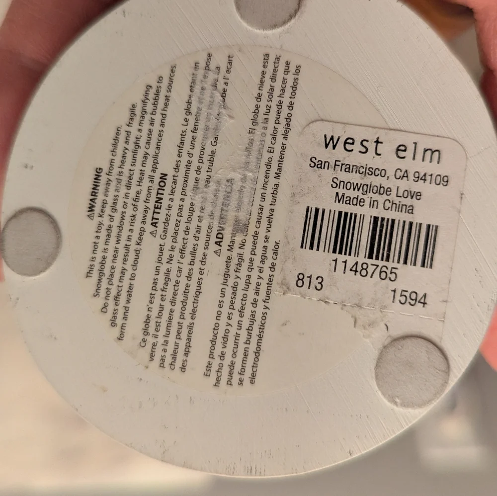 West Elm Love Snow Globe